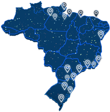 Mapa do Brasil com as localidades da empresa